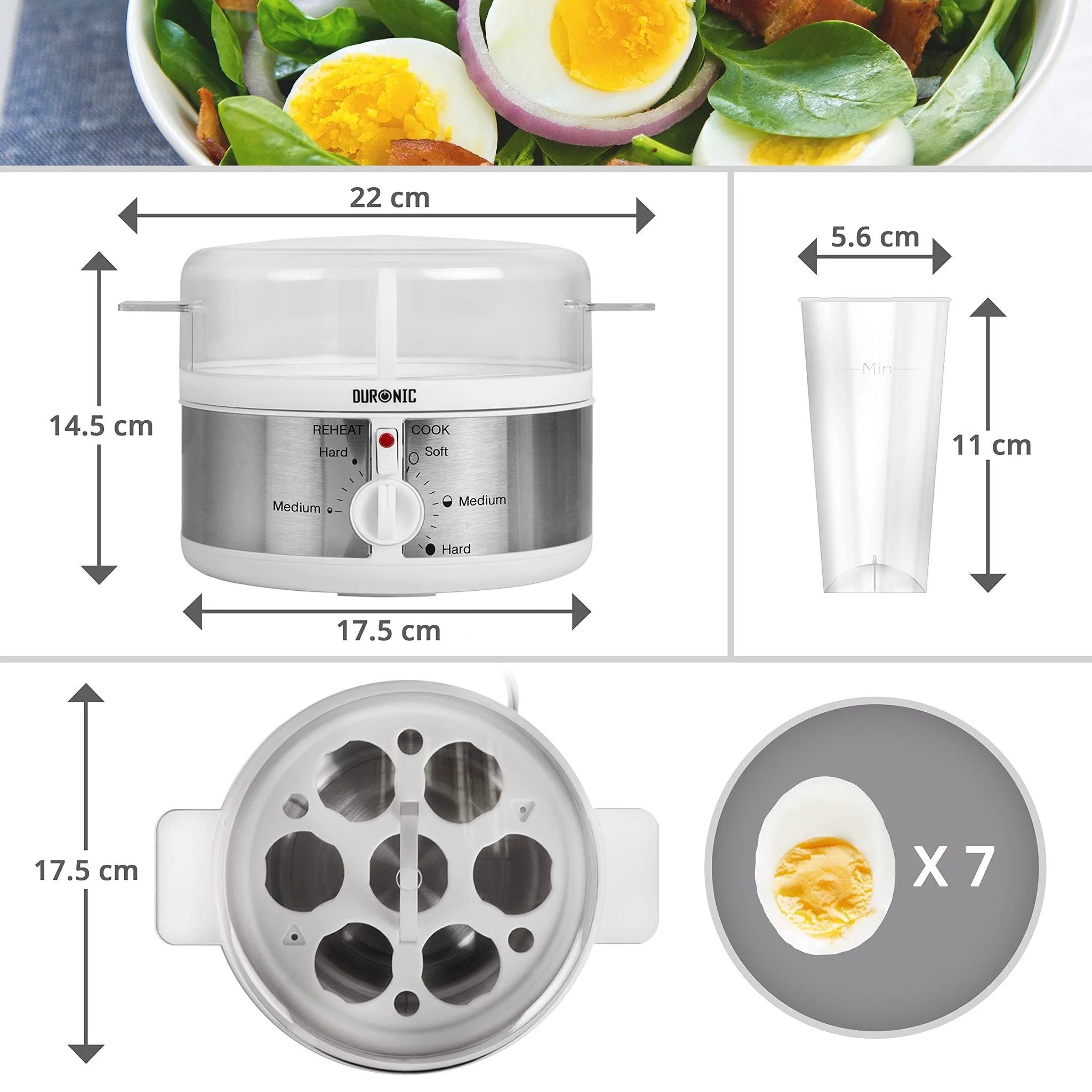 EAN 5060184208765 - Duronic EB35 7 huevos 350 W Transparente, Blanco imagen 5