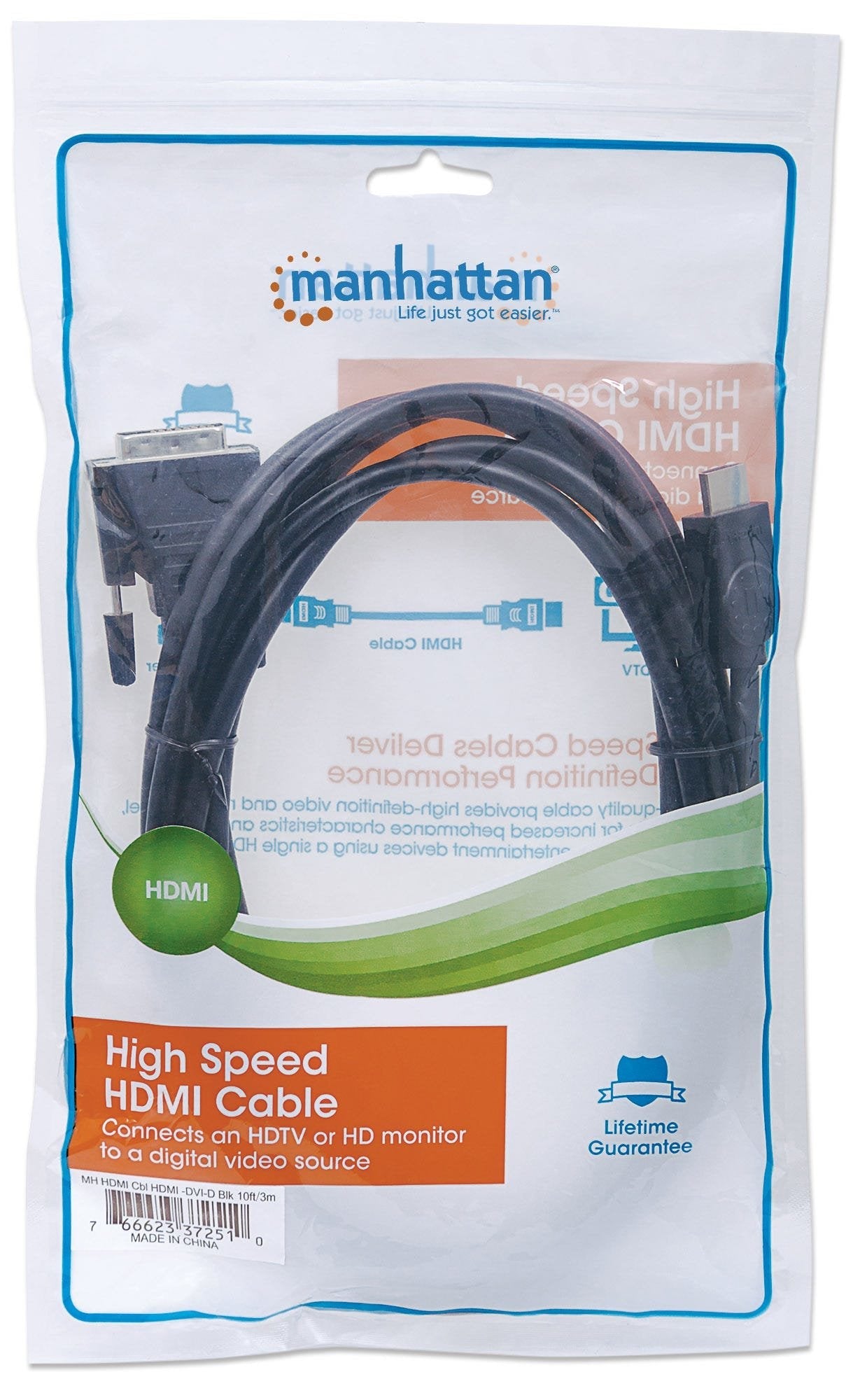 EAN 0766623372510 - Manhattan 372510 adaptador de cable de vídeo 3 m HDMI tipo A (Estándar) Negro imagen 5