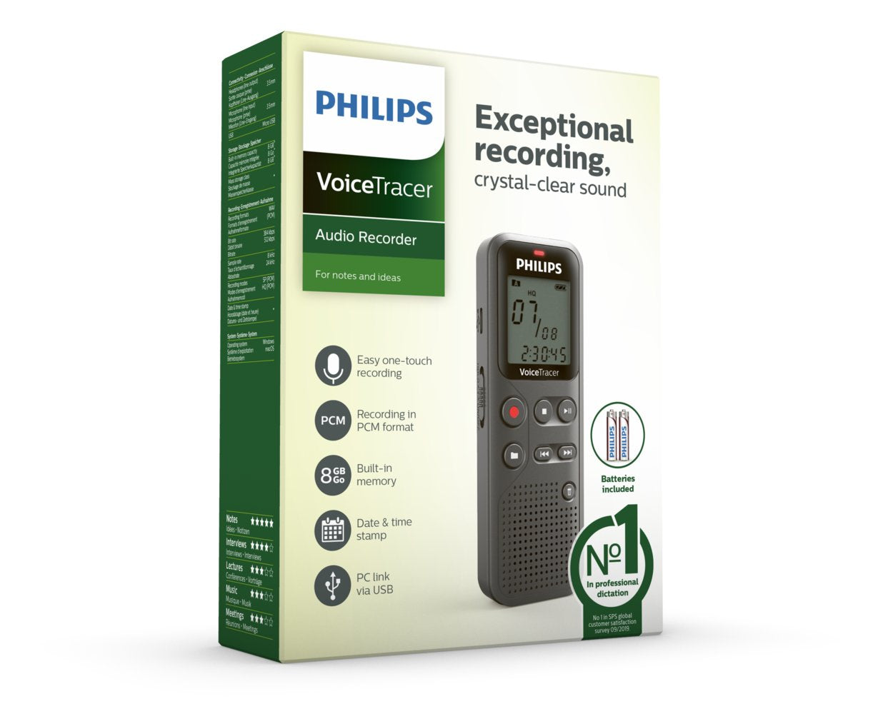 EAN 0855971006717 - Philips VoiceTracer 12 kHz Gris imagen 5