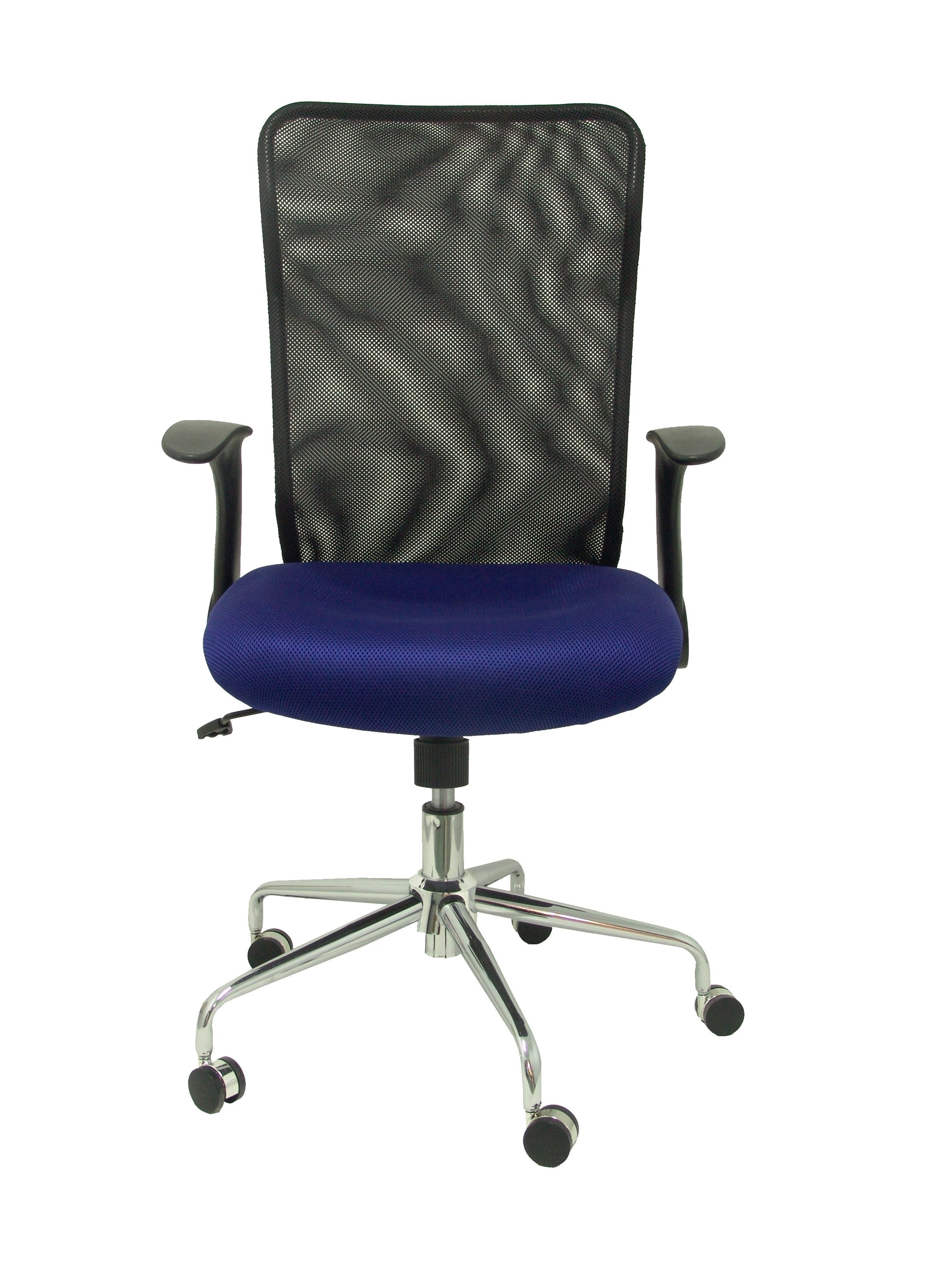 Silla Minaya Respaldo Malla Negro Asiento 3d Azul