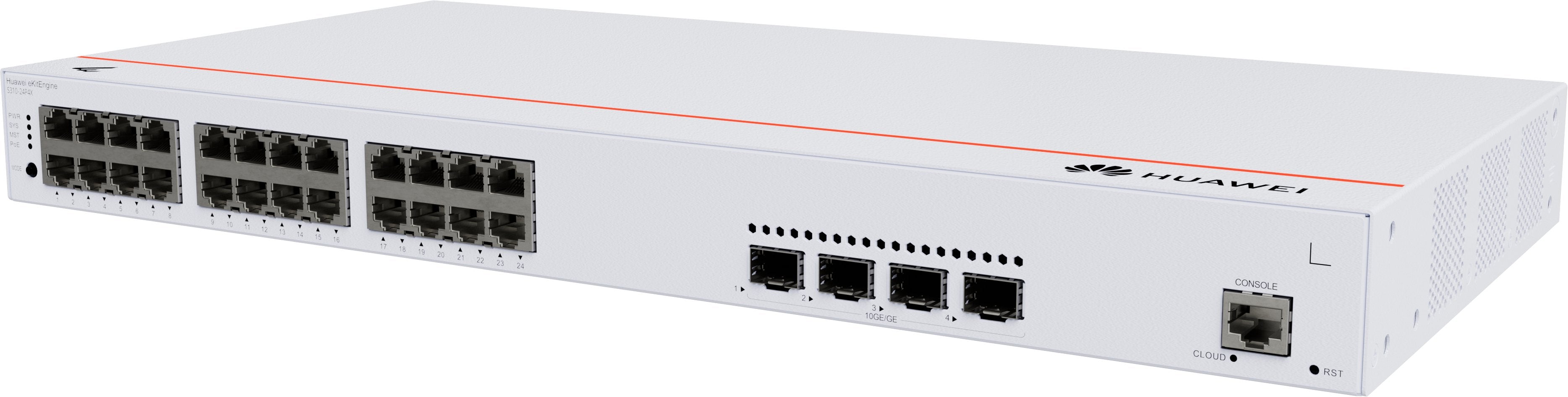 Huawei Switch S310-24p4x (24*Ge Ports(400w Poe+), 4*10ge Sfp+ Ports, Built-In Ac Power)