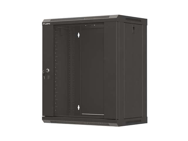 Lanberg Rack Cabinet 19" Wall-Mount 12u 540x350 Flat Pack With Glass Door Black