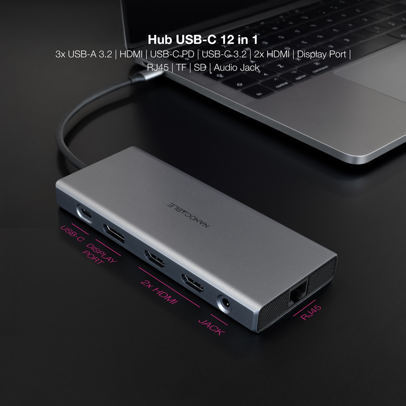 EAN 8433281015579 - Nanocable 10.16.4612 base para portátil y replicador de puertos Alámbrico USB 3.2 Gen 1 (3.1 Gen 1) Type- imagen 3