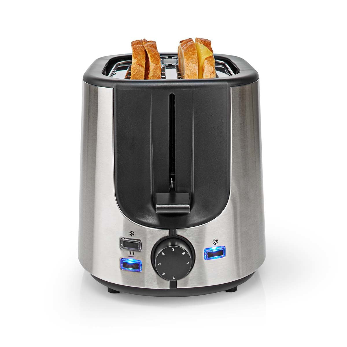 Nedis Tostadora 2 Ranuras Niveles De Brownin 7 Funcion De Descongelamiento Estante Bollos