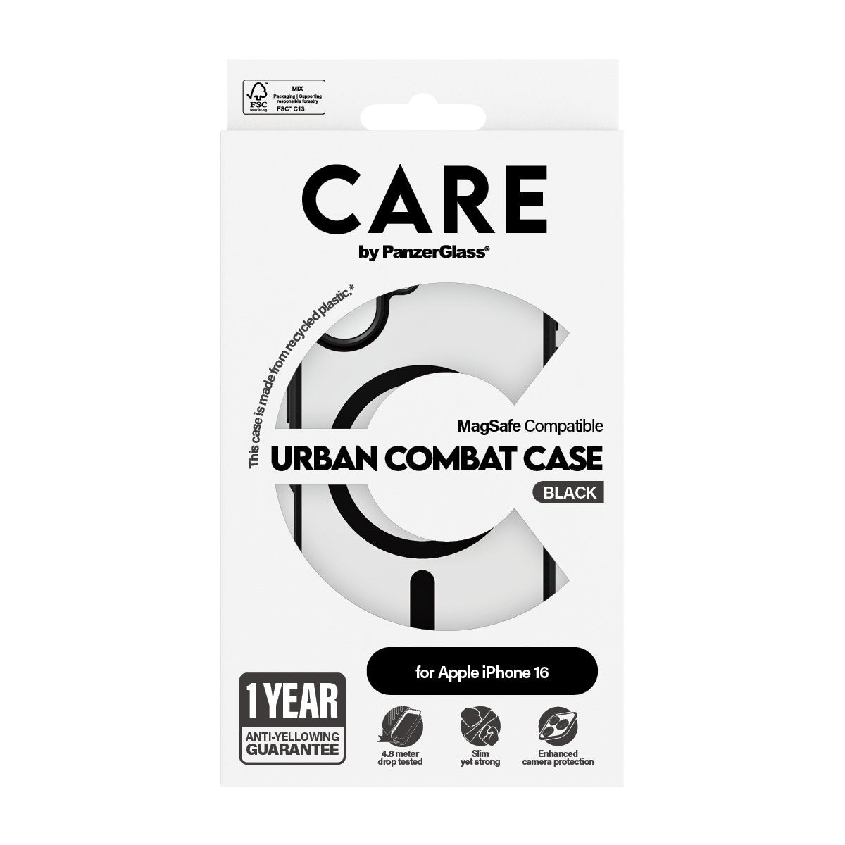 EAN 5715685004230 - PanzerGlass CARE™ by ® Urban Combat Case Transparent w. Black Frame & MagSafe iPhone 16 funda para teléfo imagen 3