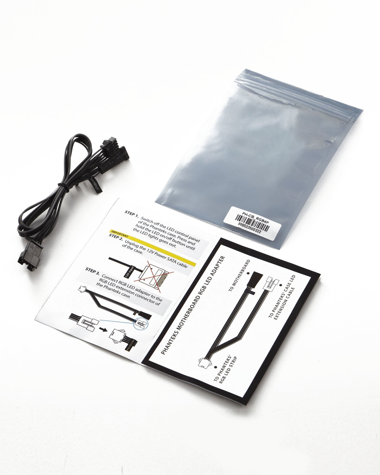Phanteks 4-Pin Rgb Led Adaptadorcable Para Mainboards Mit Led-Header