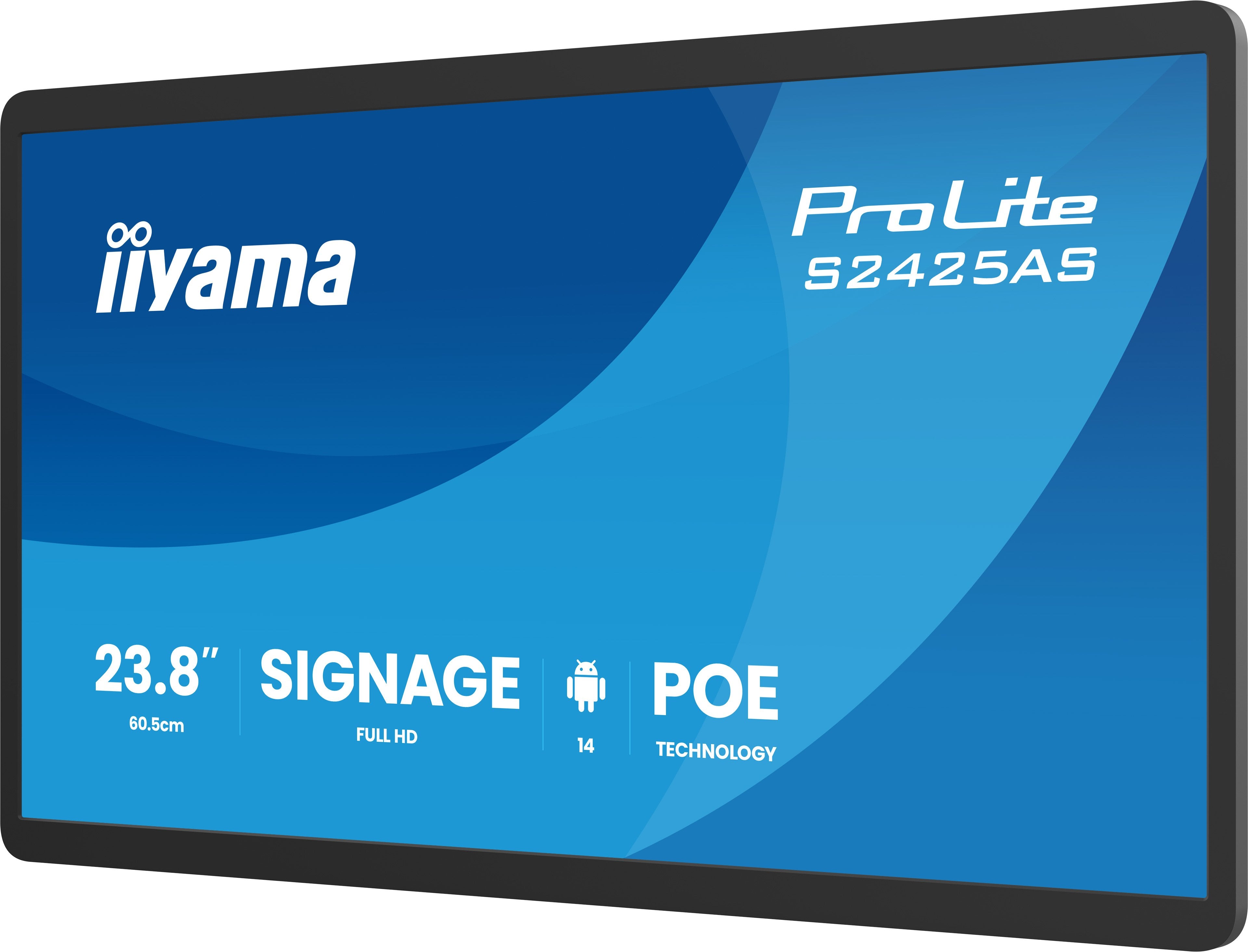 Iiyama Prolite S2425as-B1p Pantalla Plana Para Señalización Digital 60,5 Cm (23.8") Lcd Wifi 500 Cd M² Full Hd Negro Procesador Incorporado Android 14 24/7