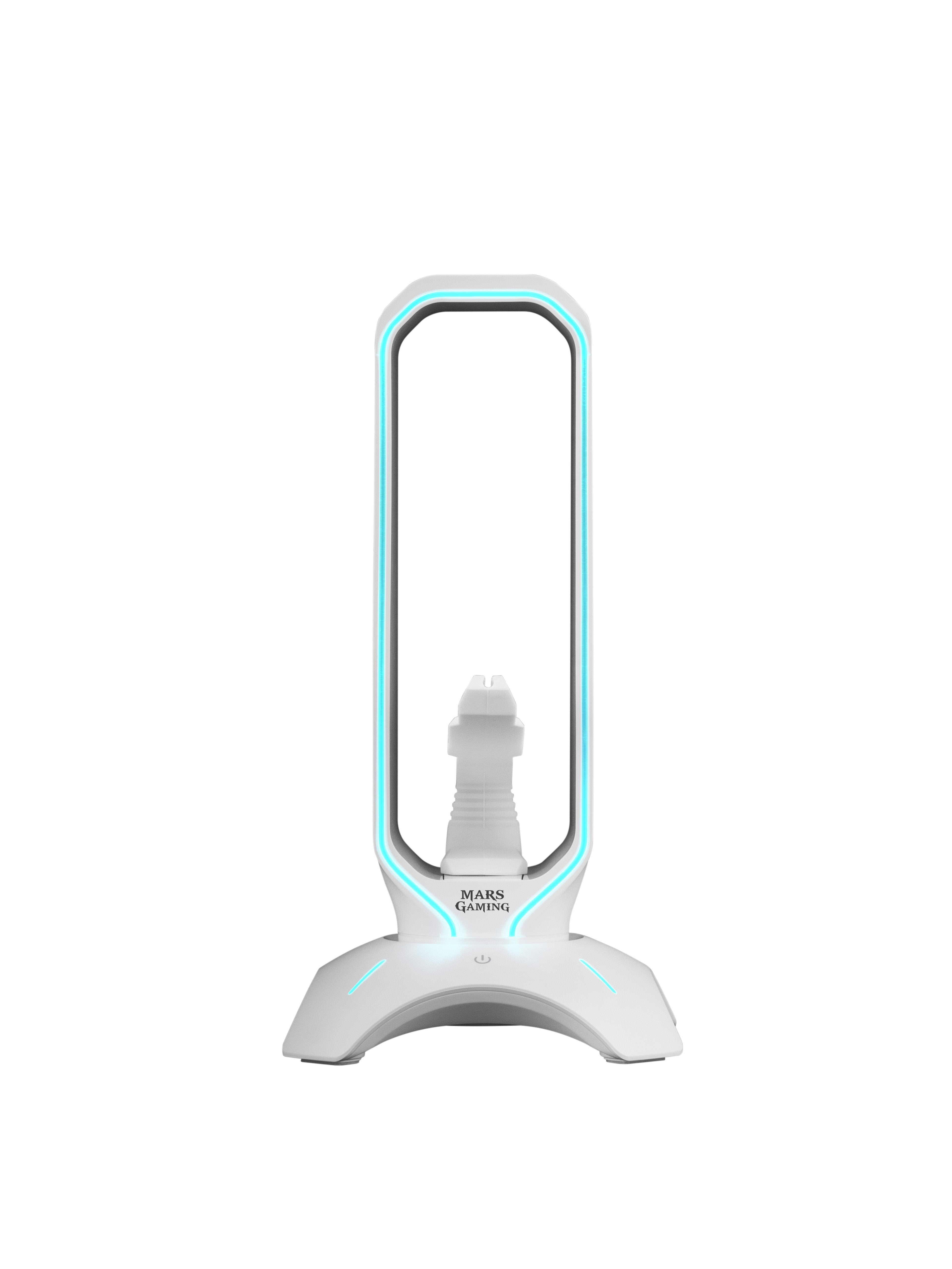 Soporte 3 En 1 Mars Gaming Mhhprow White Soporte Auriculares+Bungee Raton+Hub Usb 2*Usb 3.0 Iluminado 7 Colores+Efecto Rgb Cable 1.5m