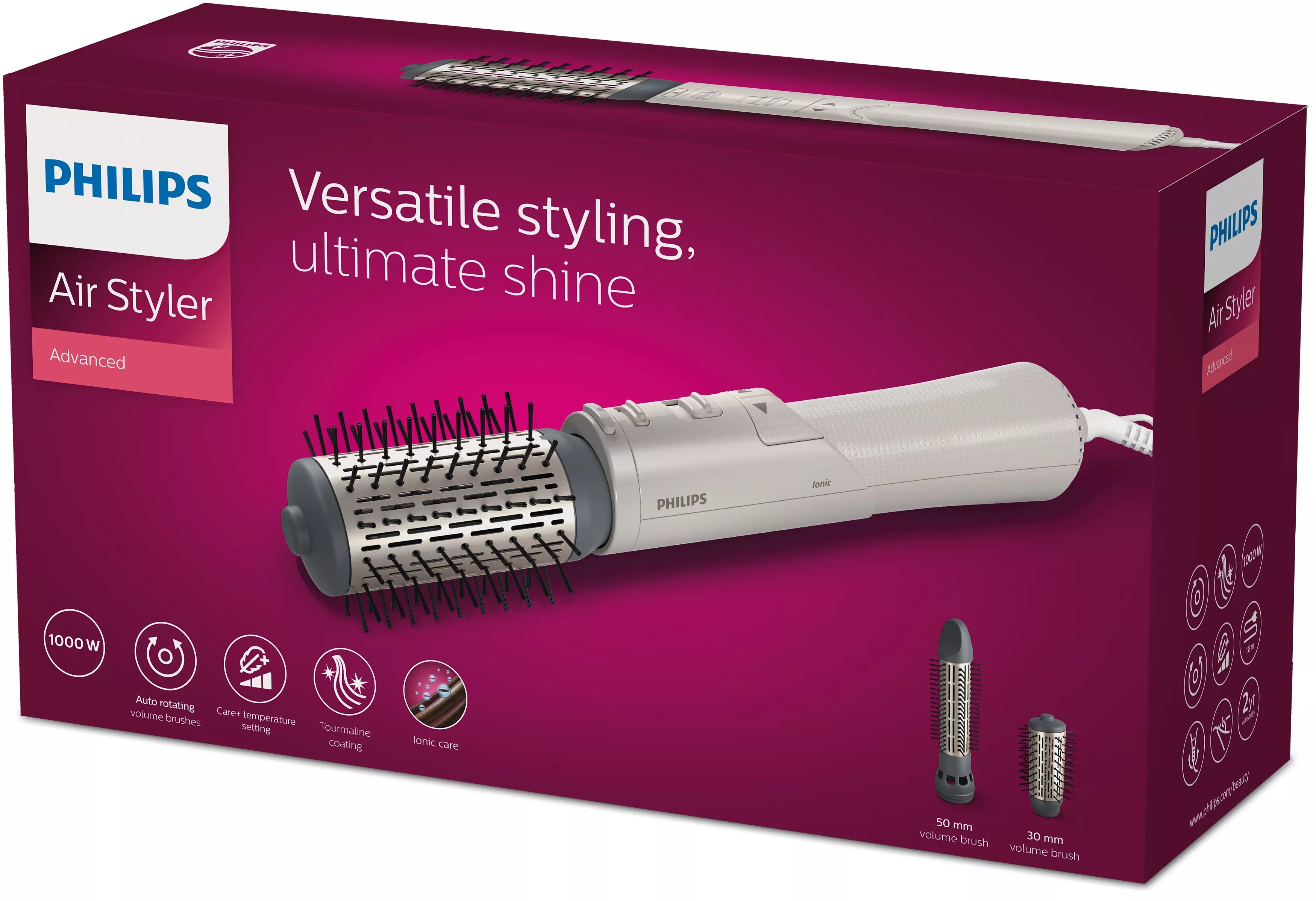 EAN 8720689003872 - Philips 7000 series BHA710/00 Utensilio de peinado Cepillo de aire caliente Caliente Plata 1000 W 1,8 m imagen 2