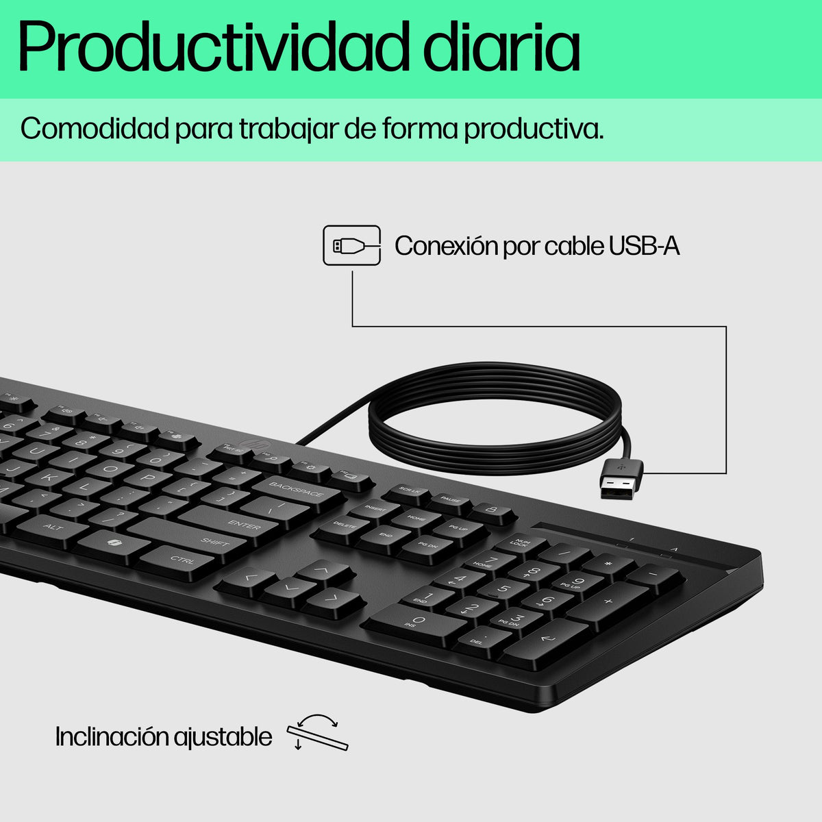 EAN 0198701843689 - HP 125 G2 USB Wired Keyboard teclado Oficina Negro imagen 3