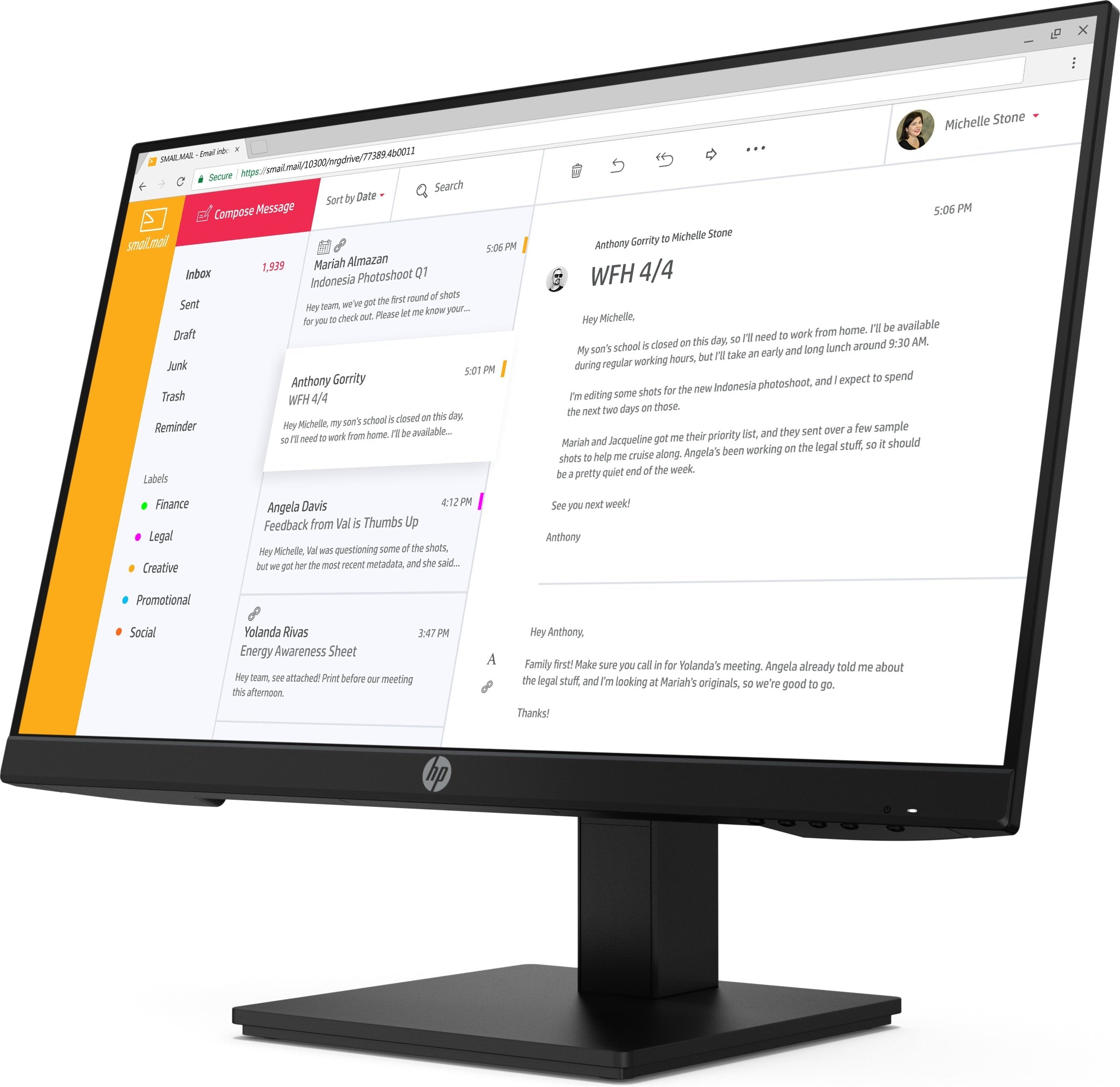 Monitor Hp 24 P24h G4 Ips 5ms, 1000:1, Hdmi, Dp, Vga,