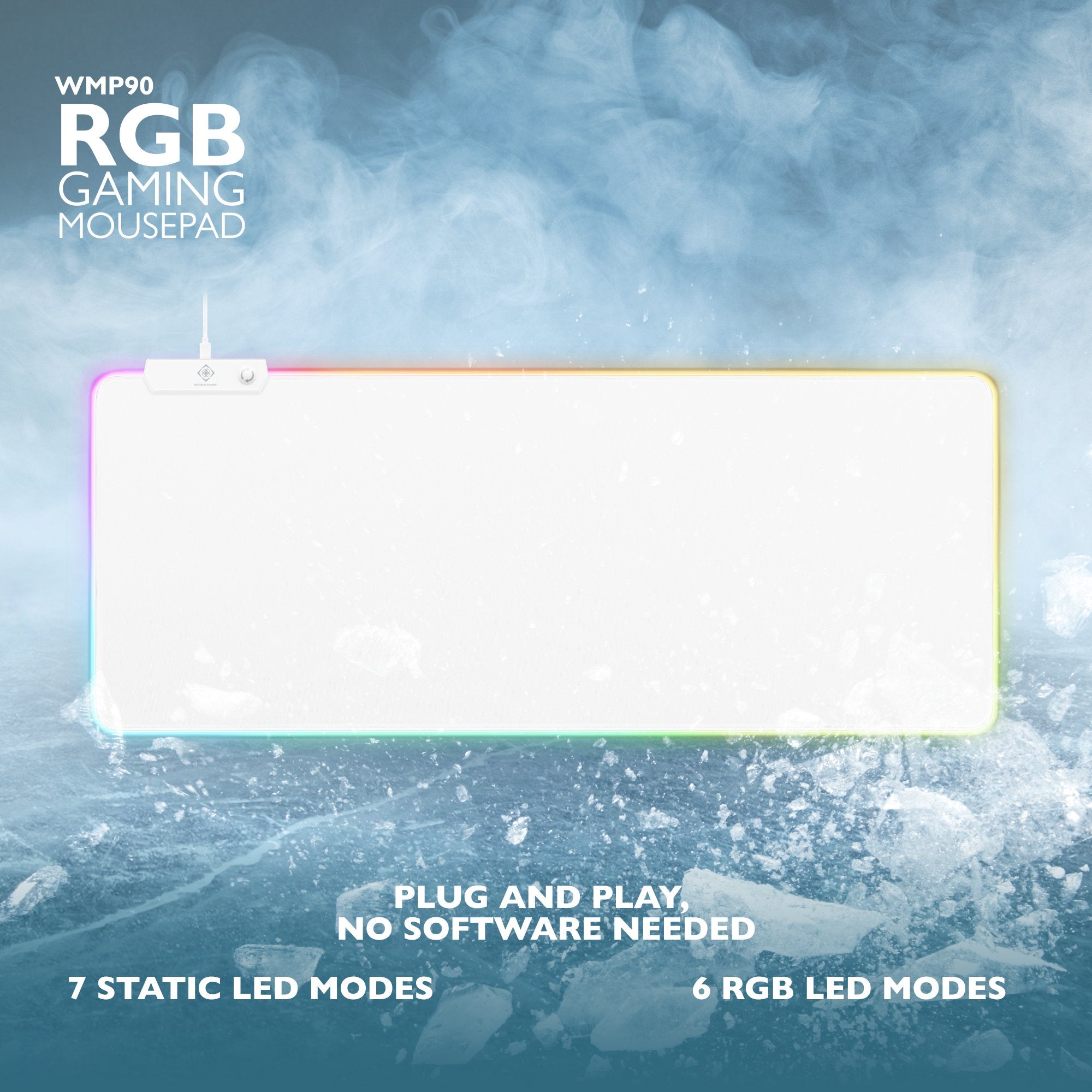 Alfombrilla Ratón Con Rgb Xl Deltaco Gaming Gam-079-W Blanco