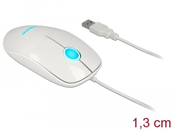 Delock 12537 Ratón Óptico De 3 Botones Led Usb Tipo-A Blanco