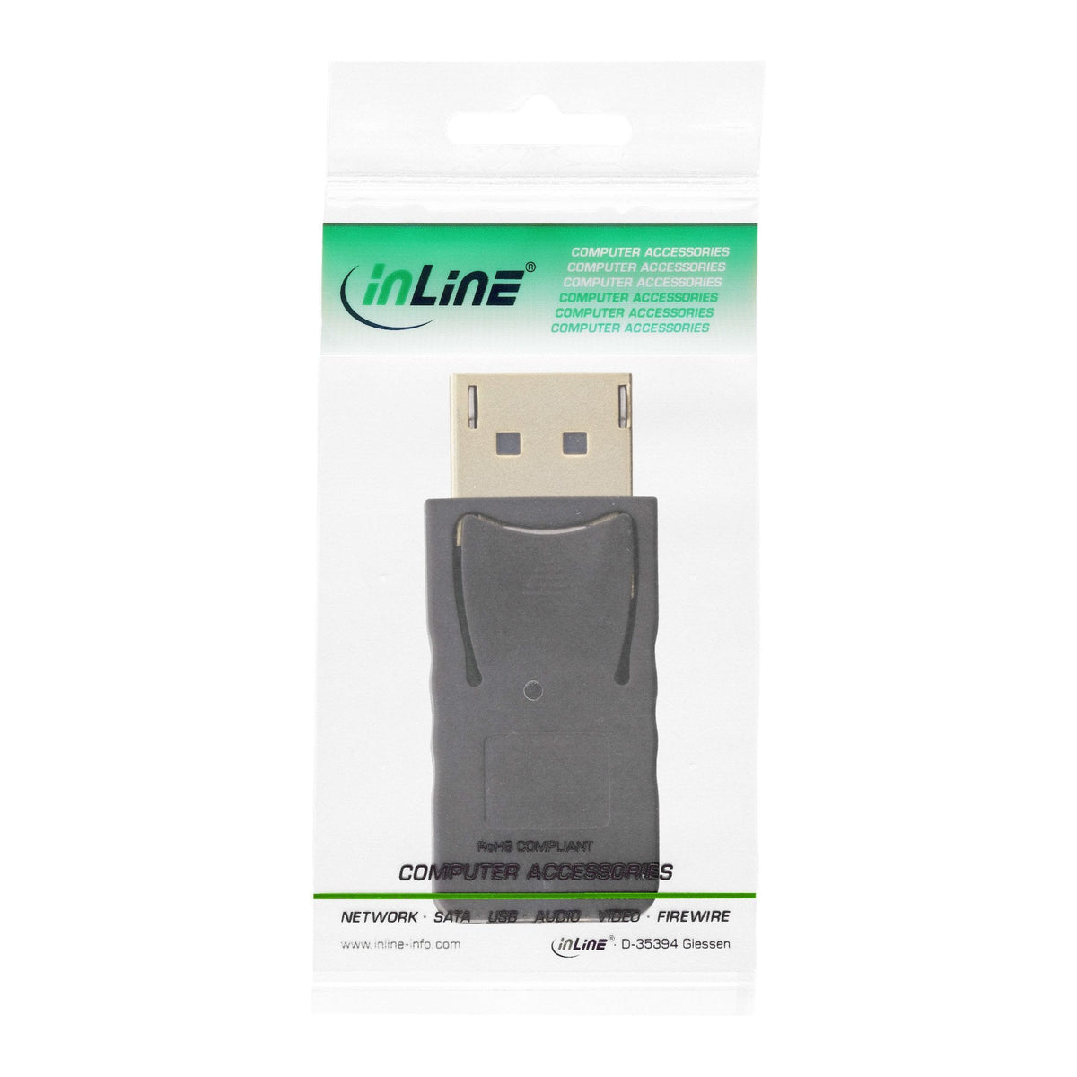 Adaptador Inline Displayport, Displayport Macho A Mini Displayport Hembra, 4k/60hz, Negro/Dorado