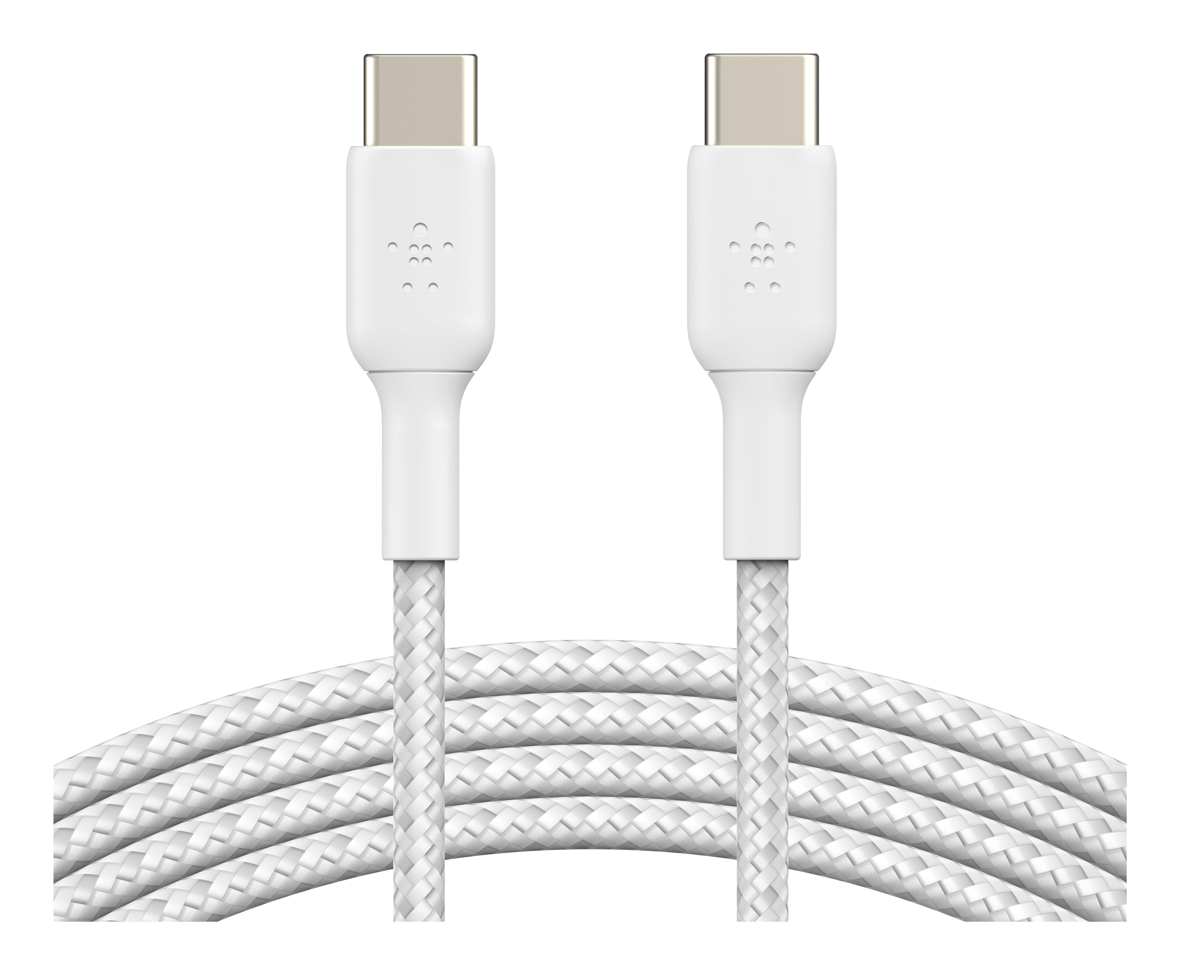 1x2 Belkin Braided Pvc Cable 1m Usb-C/Usb-C Wh. Cab004bt1mwh2pk