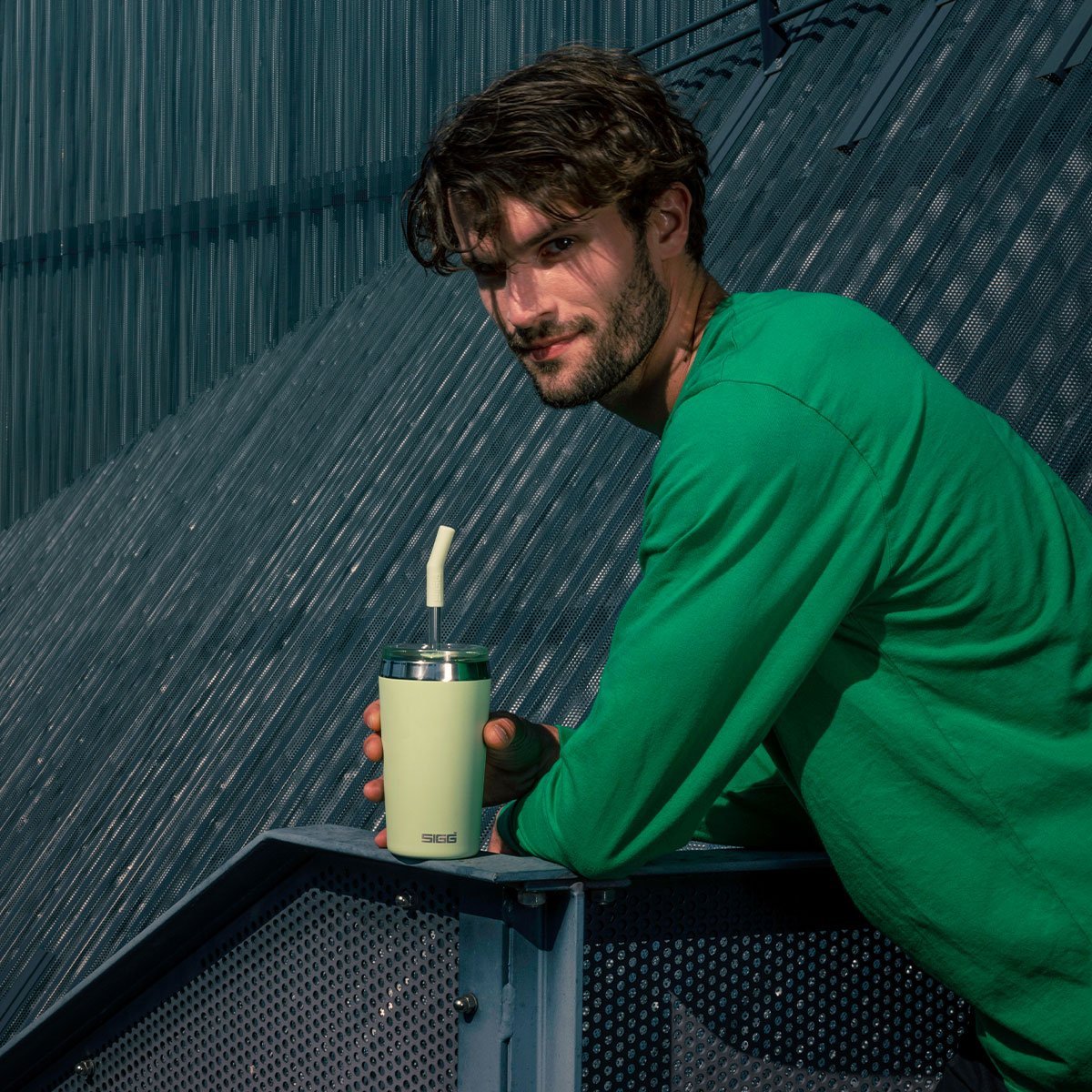 Taza De Café Sigg Helia Milky Green 0,45 L, Taza Térmica Verde Claro, Con Pajita