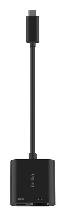 Adaptador Belkin Inc019btbk Usb-C A Ethernet + Carga 100w Color Negro