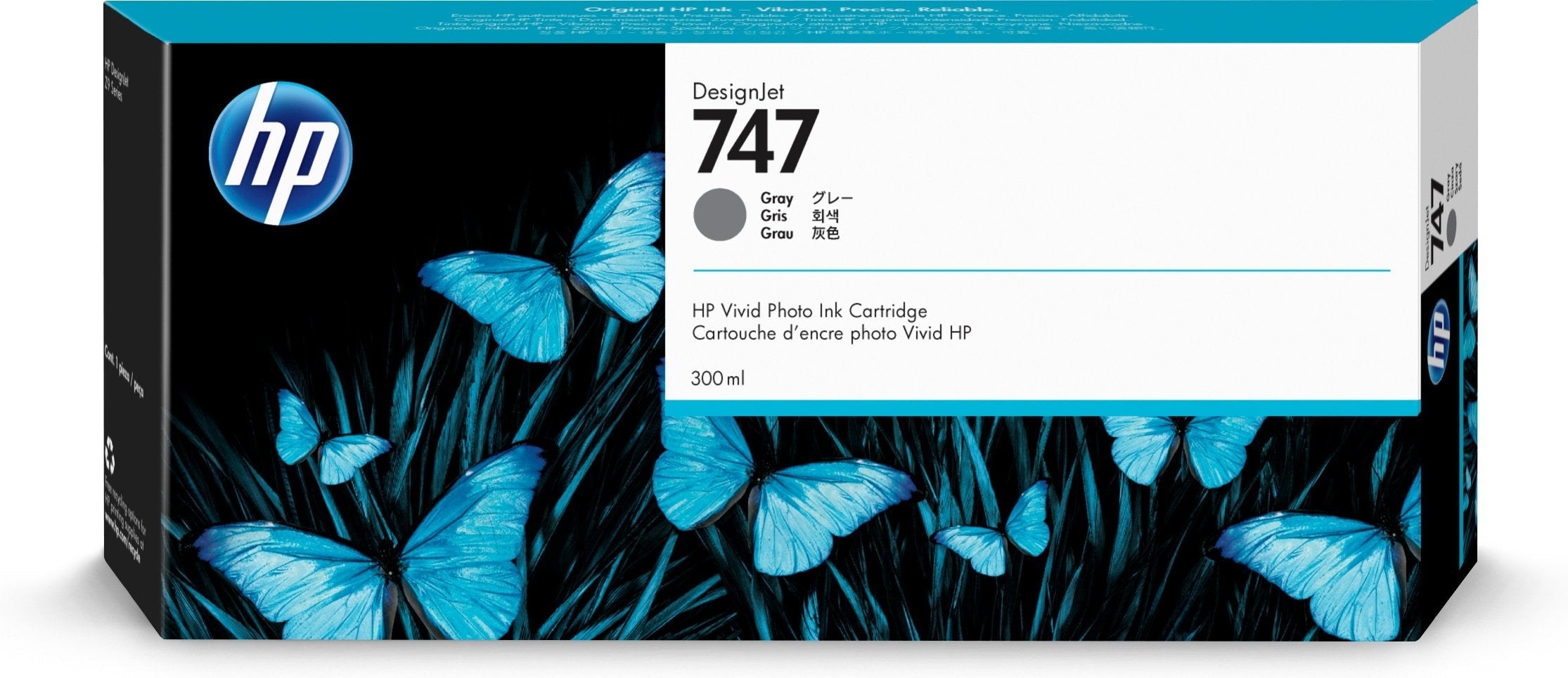 EAN 0191628213610 - HP 747 300-ml Gray DesignJet Ink Cartridge cartucho de tinta 1 pieza(s) Original Rendimiento estándar imagen 1