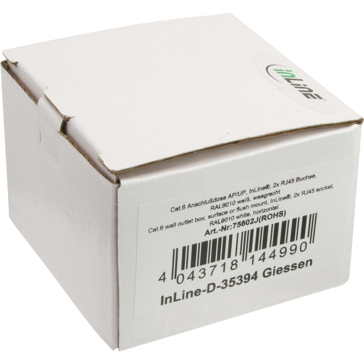 Inline Cat.6 Wall Outlet Box Montaje En Superficie O Empotrado 2x Enchufes Rj45 Blanco Vertical