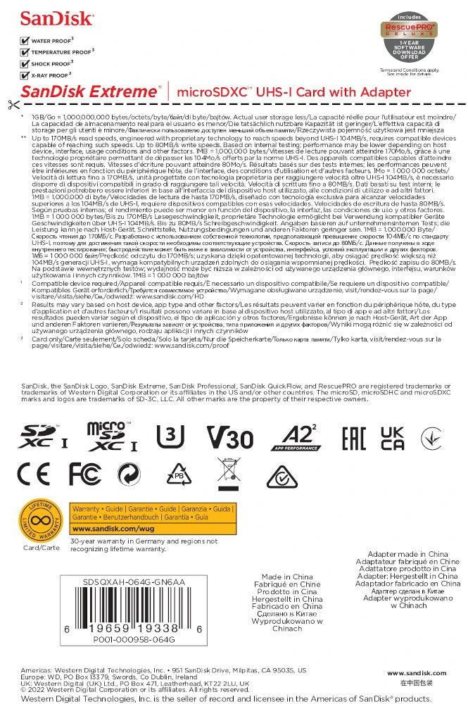 EAN 0619659193386 - SanDisk Extreme 64 GB MicroSDXC UHS-I Clase 10 imagen 4