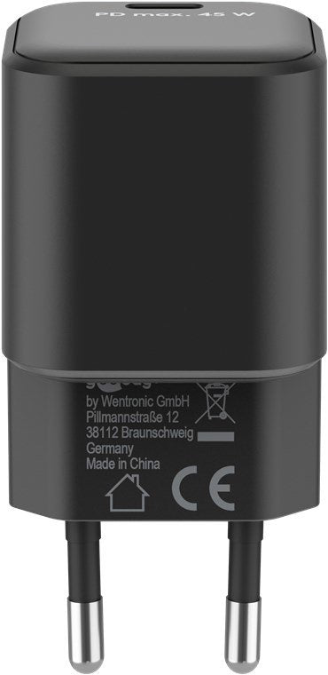 Cargador 45w Usb 1 Puert. Usb-C Negro Gan Pd Salida Lateral Tamaño Nano Goobay