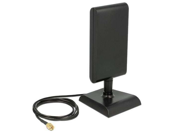 Delock 89590 Antena Wlan 802.11 Ac/A/H/B/G/N Macho Rp-Sma 6 - 9 Dbi Direccional Con Base Magnética Y Cable De Conexión (Ula 100, 1 M) Negro
