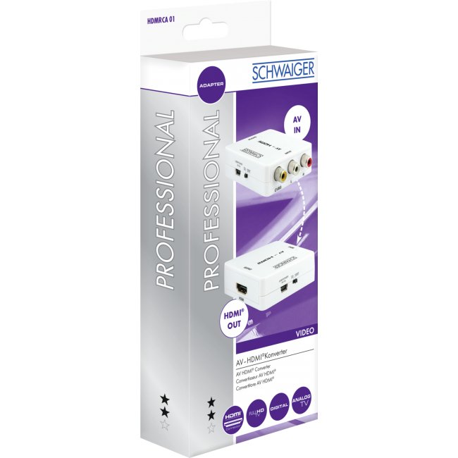 Schwaiger Hdmrca01 513 Conversor De Vídeo Con Escalador 1920 X 1080 Pixeles Av A Hdmi