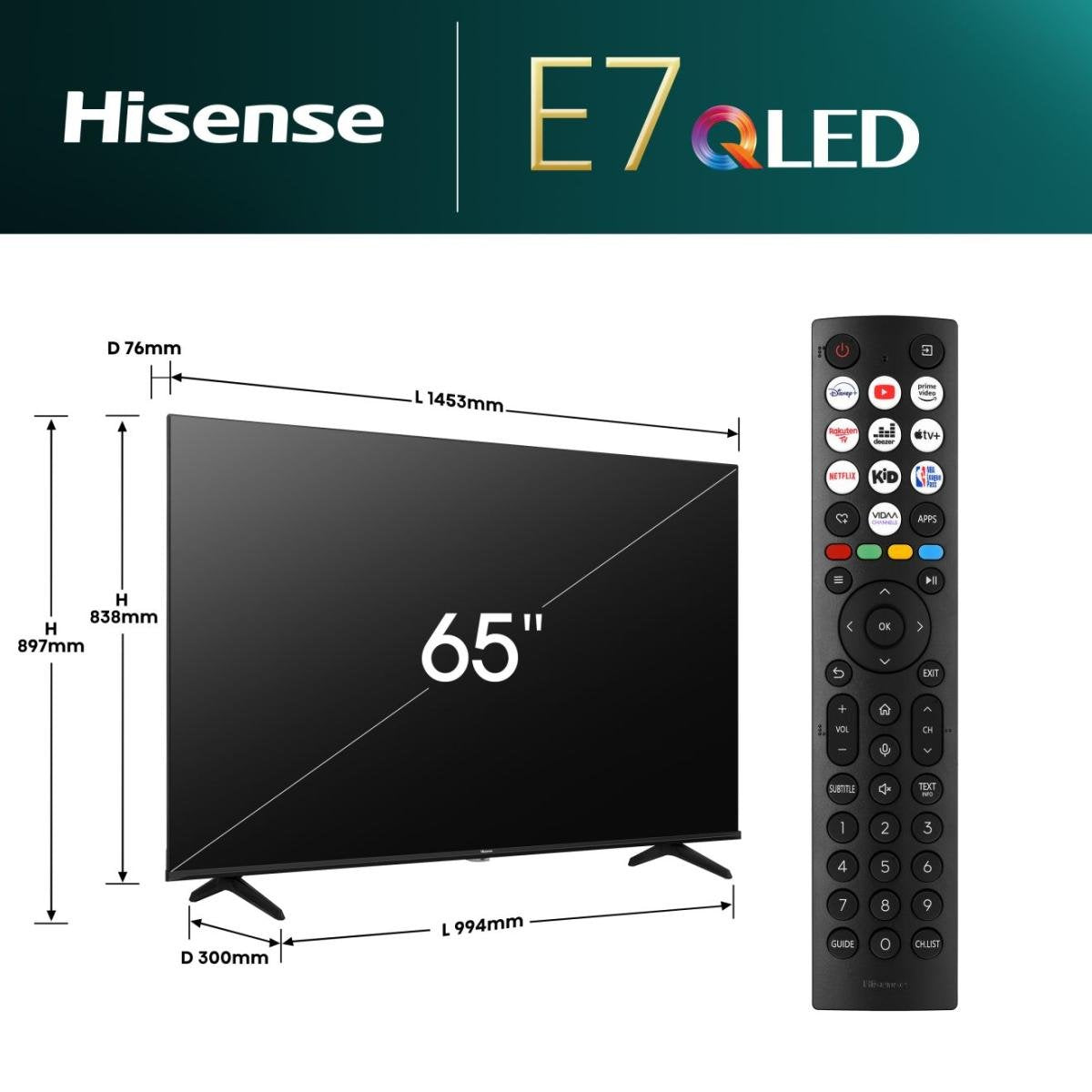 EAN 6942351402611 - Hisense 65E7NQ 165,1 cm (65") 4K Ultra HD Smart TV Wifi Negro 350 cd / m² imagen 2