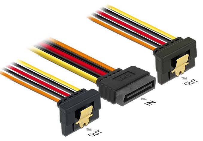 Delock Cable Sata 15 Pin Strom Stecker Mit Einrastfunktion > 2 X Sata 15 Pin Strom Buchse 15 Cm