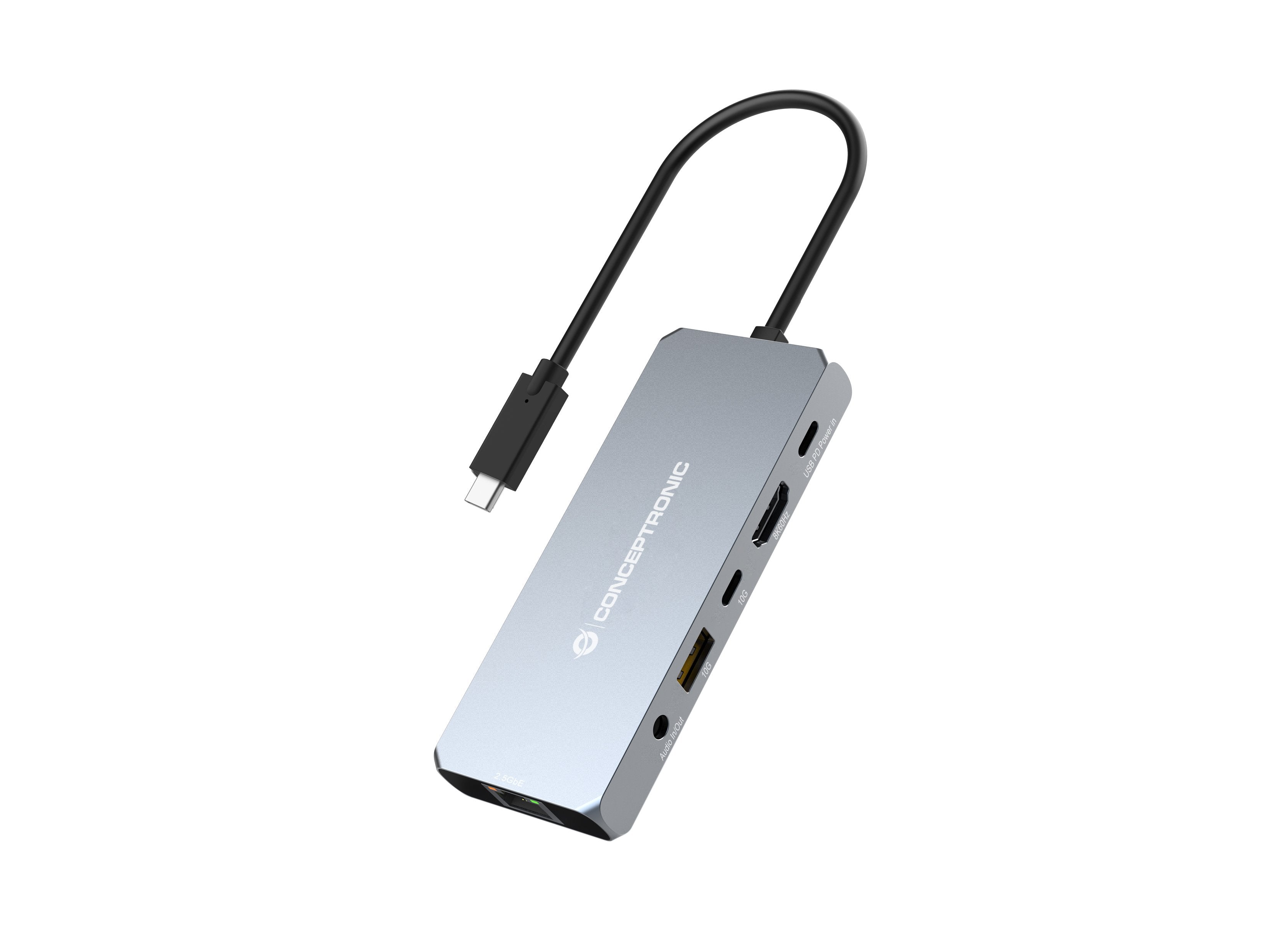 EAN 4015867231388 - Conceptronic DONN22G base para portátil y replicador de puertos Alámbrico USB 3.2 Gen 2 (3.1 Gen 2) Type- imagen 1