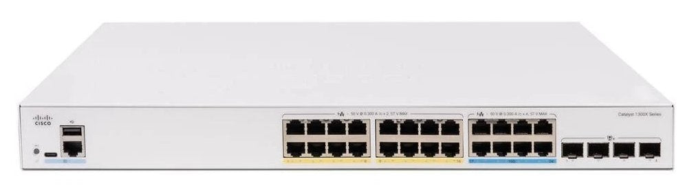 Cisco Catalyst 1300x-24p-4x Conmutador L3 Gestionado 4 X 10 Gigabit Sfp28 + 24 X 10/100/1000 (Poe+) Montable En Rack (385 W)