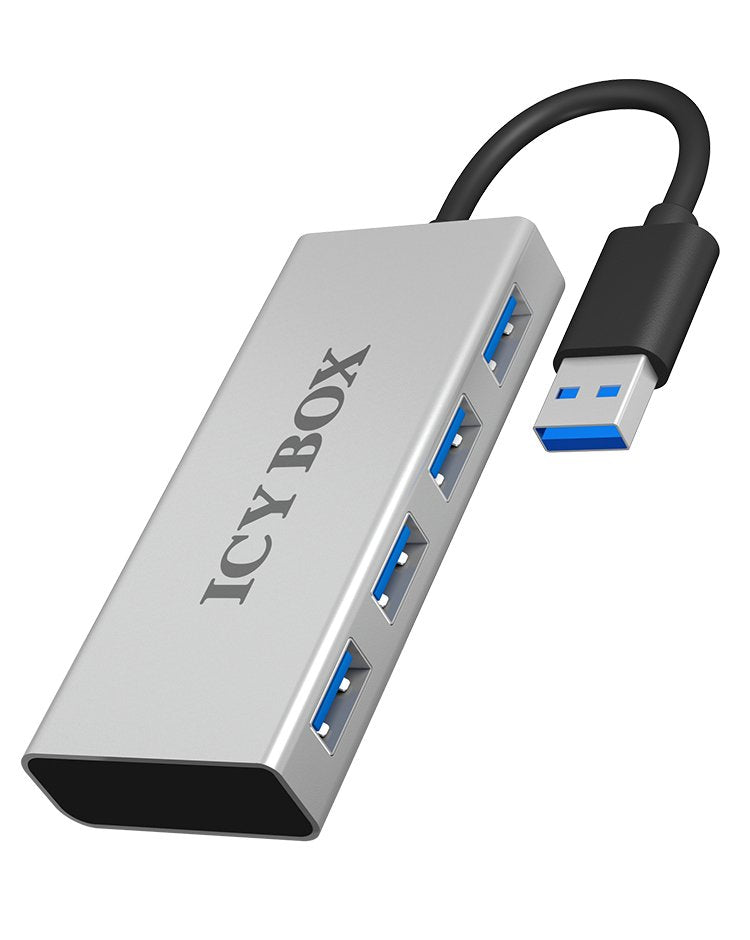 Hub 4 Puertos Icy Box Ib-Ac6104 Usb 3.0 5000 Mbit/S Aluminio Plata