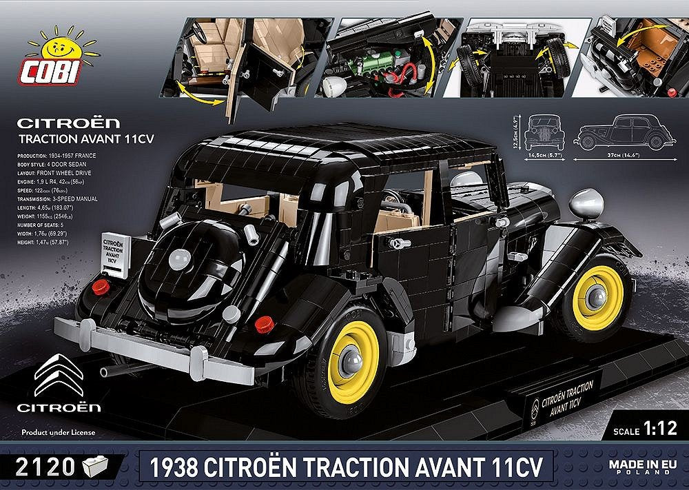Juguete De Construcción Cobi Citroen Traction Avant 11cv 1938 - Executive Edition, Escala 1:12 300723