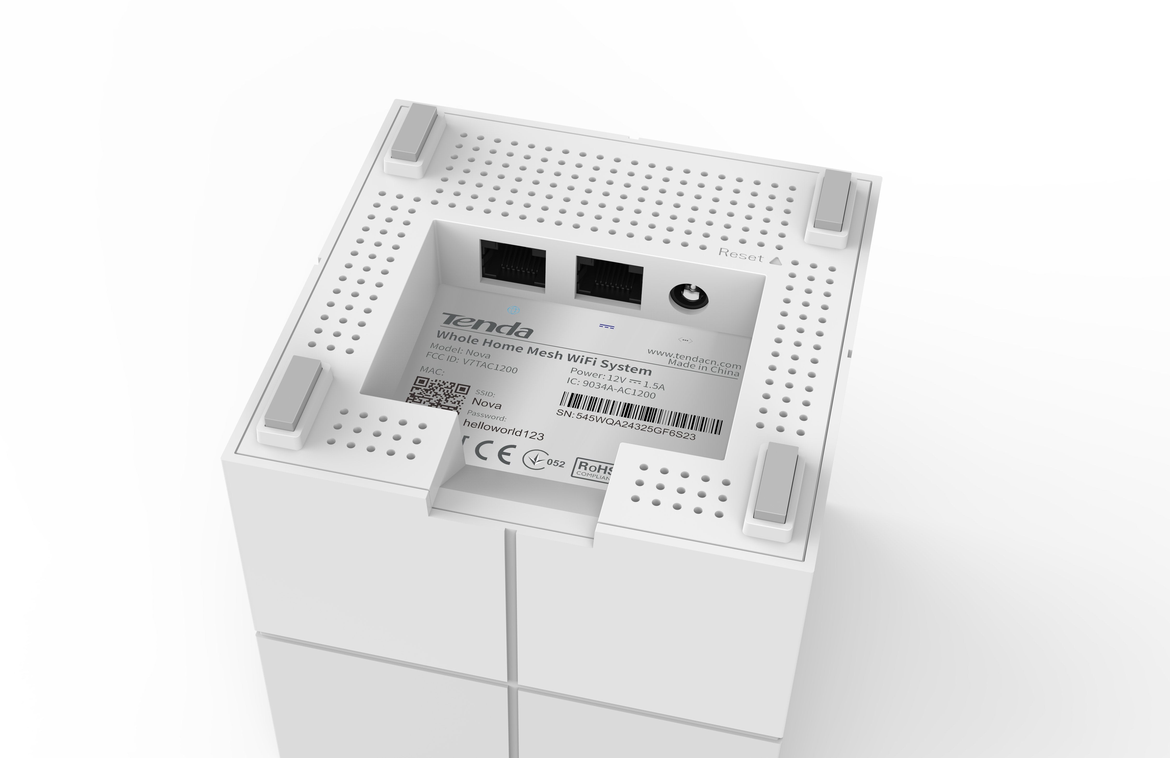 Sistema Mesh Wifi Tenda Mw6-Nova 3 Unidades Wifi A/Ac/B/G/N/ 600m2 2 Puertos Gigabit Gestión Por App