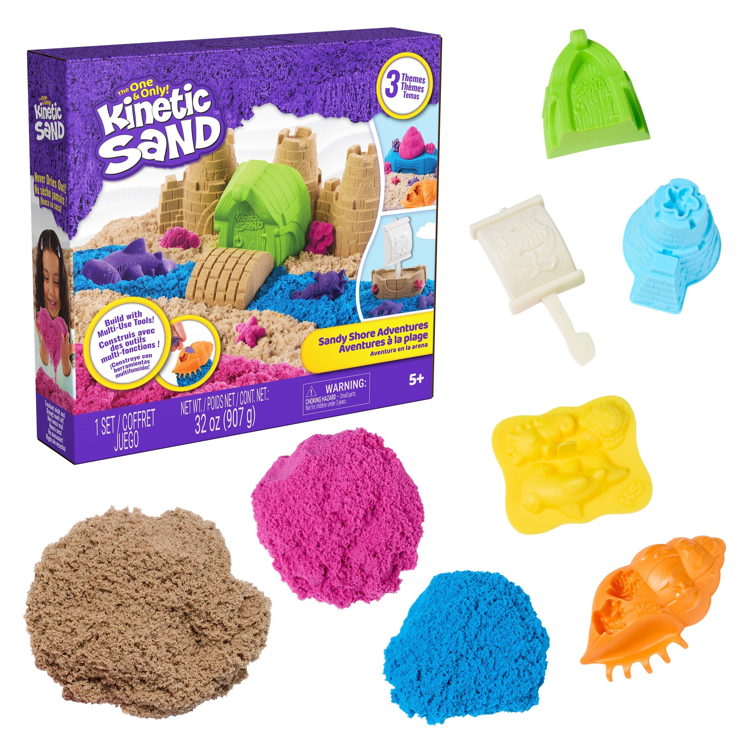 Spinmaster Kinetic Sand - Strand Abenteuer Set (Con 907 Gramm Arena In 3 Colores) 6076422