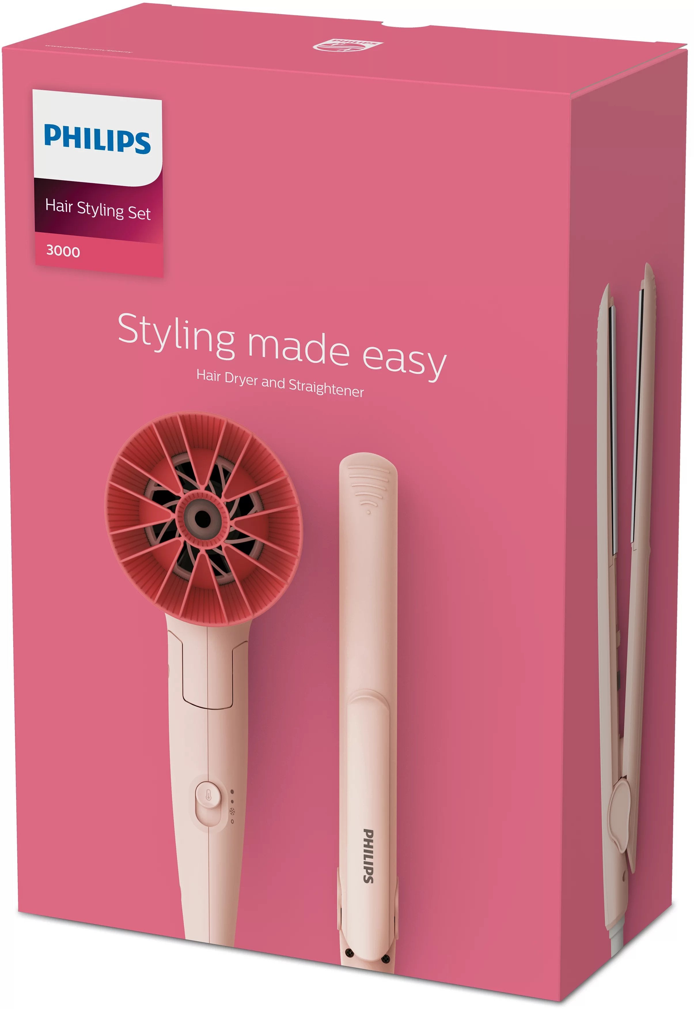 EAN 8710103993223 - Philips 3000 series BHP398/00 Utensilio de peinado Kit de peluquería Caliente Rosa 1600 W imagen 3