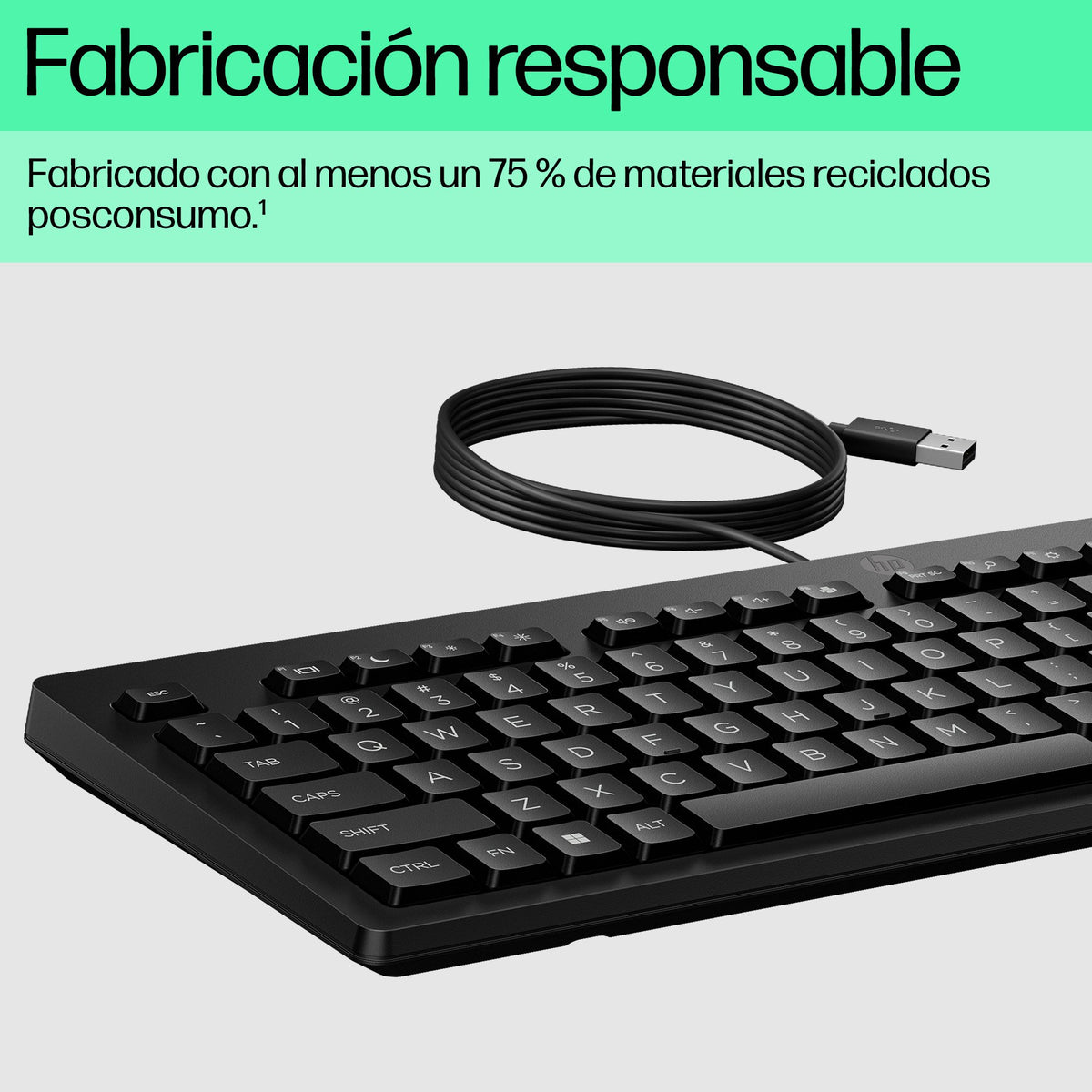 EAN 0198701843689 - HP 125 G2 USB Wired Keyboard teclado Oficina Negro imagen 6