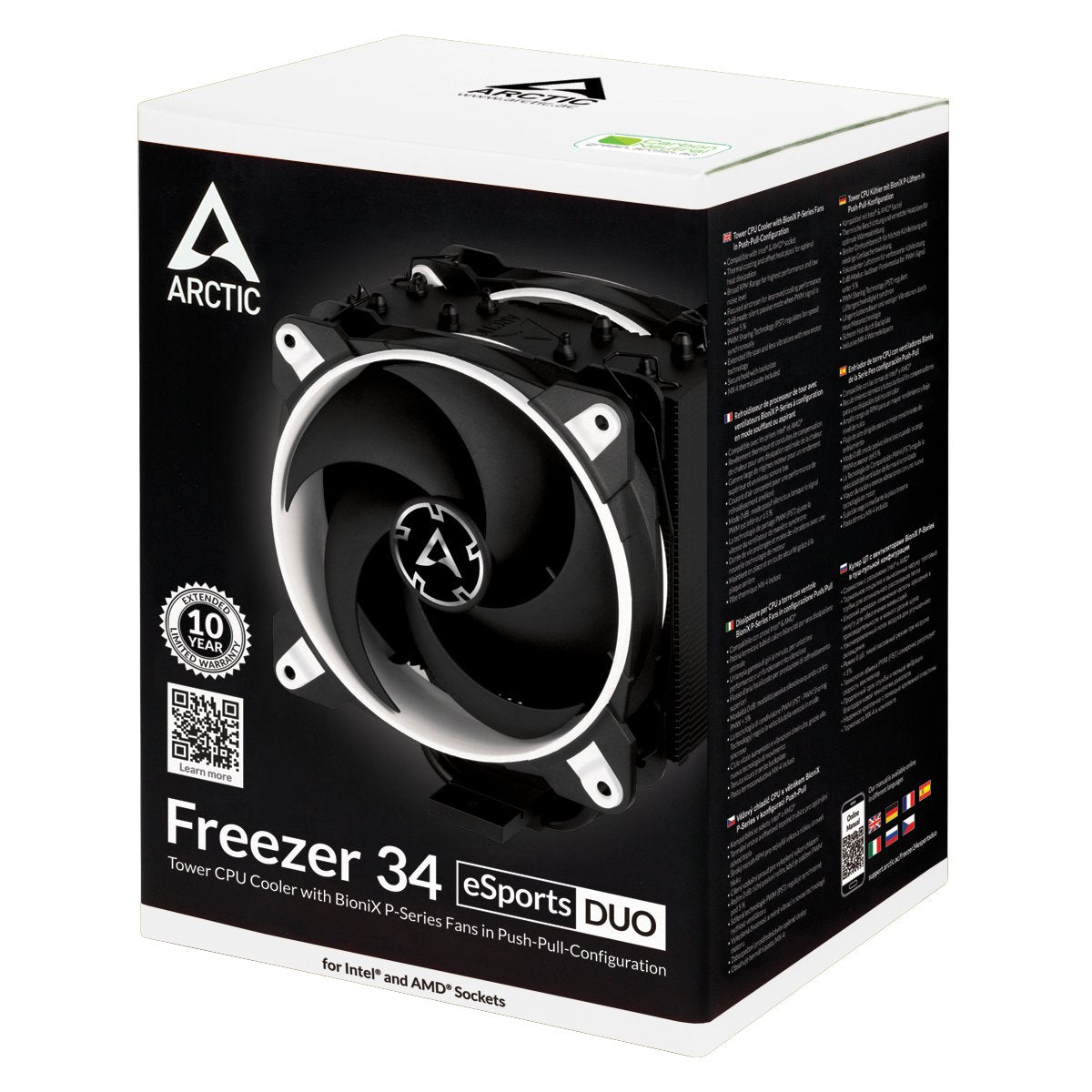 Arctic Ventilador Cpu Freezer 34 Esports Duo Blanco , Procesador, Enfriador, Lga 1150 (Zócalo H3), Lga 1151 (Zócalo H4), Lga 1155 (Socket H2), Lga 1156 (Socket H), Lga 1366..., 12 Cm, 200 Rpm, 2100 Rpm
