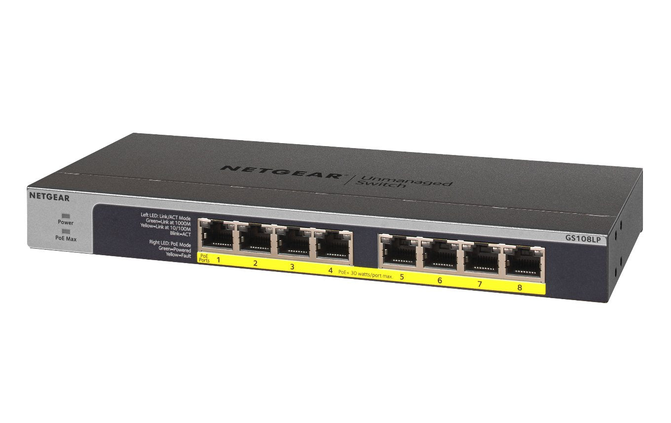 Hub Switch Netgear Gs108lp-100eus 8xgigabit/Pared+Rack/8xpoe Gs108lp-100eus
