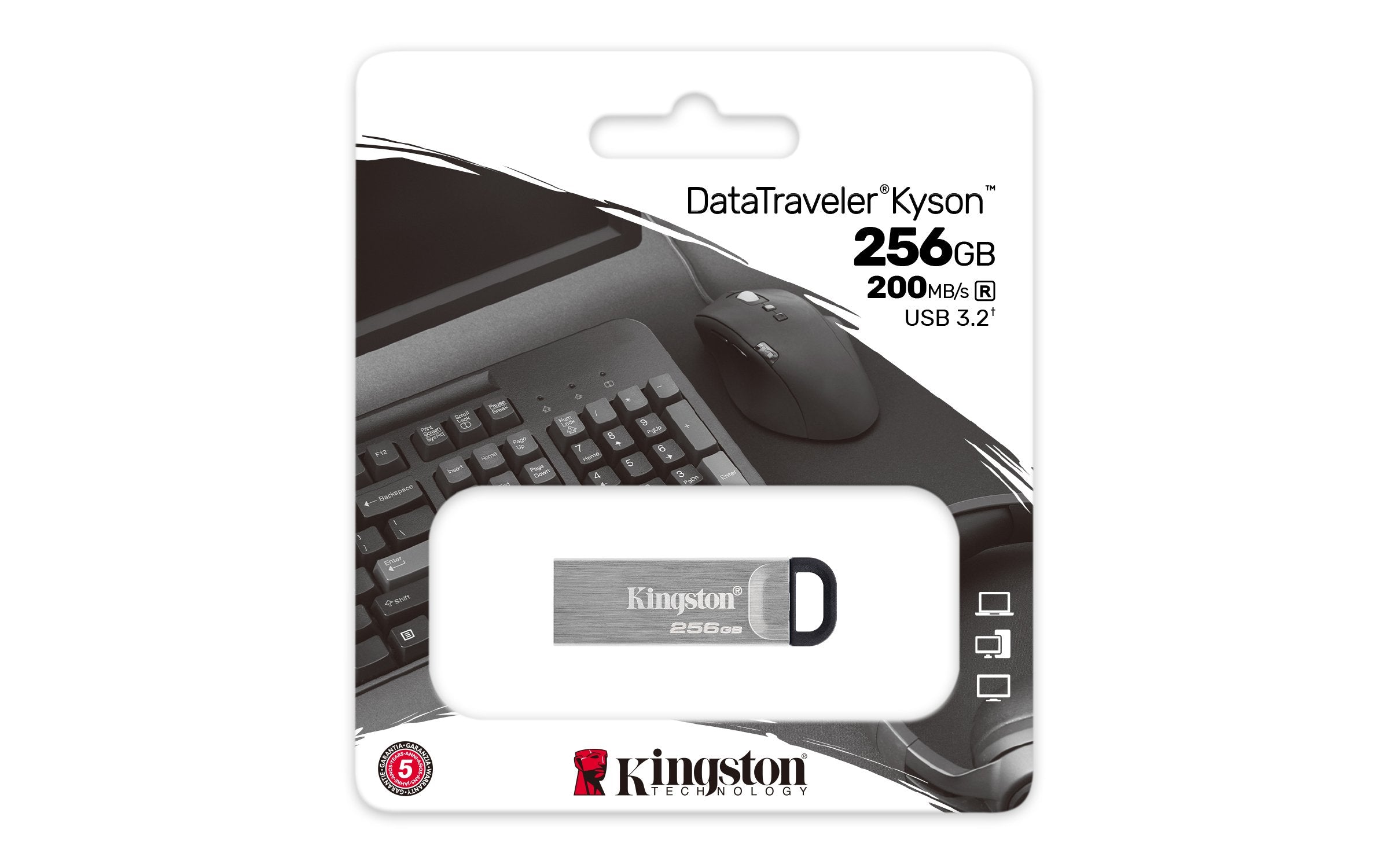 Pendrive Kingston 256gb Datatraveler Kyson Dtkn/256gb Usb 3.2 Gen1