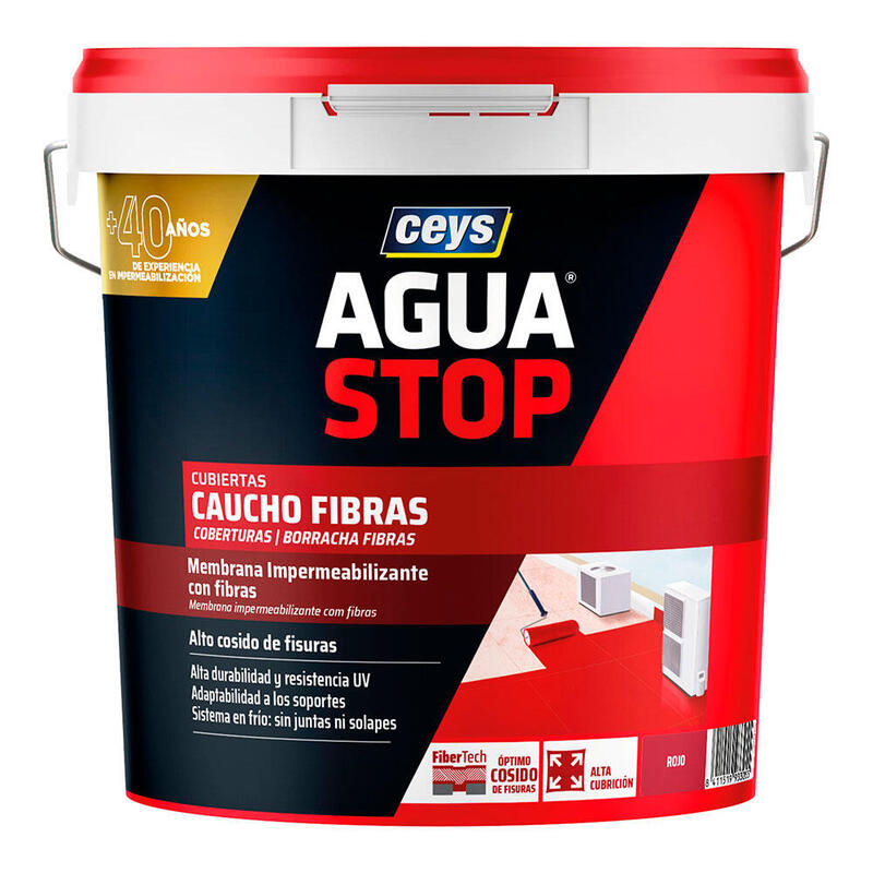 Aguastop Caucho Fibras Rojo 20kg 903305 Ceys