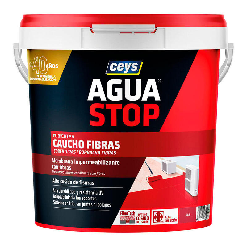 Aguastop Caucho Fibras Rojo 5 Kg
