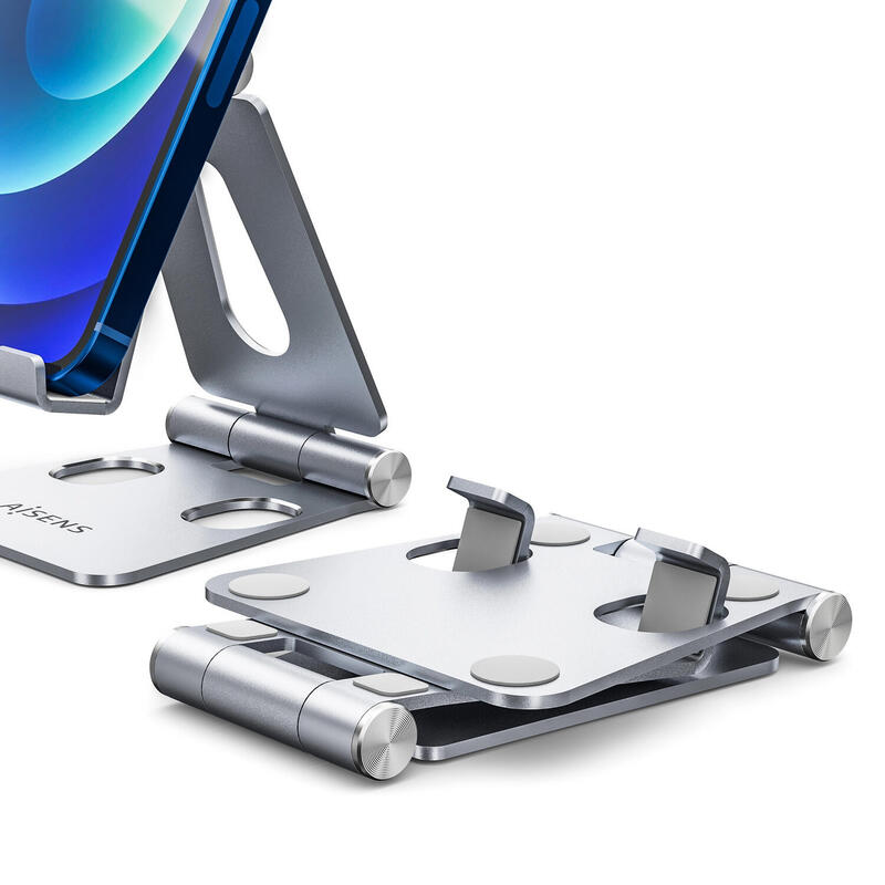 Aisens Soporte De Sobremesa Tamaño M Ajustable (2 Pivotes) Para Movil / Tablet - Plata
