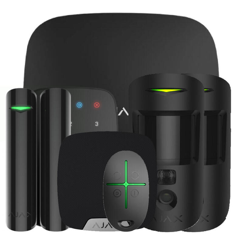 Ajax Hub2kit-Dp-Pro-Bl1 Kit Ajax Negro. Hub 2 + 2motioncam + Doorprotect Plus + Spacecontrol + Keypad + Homesiren