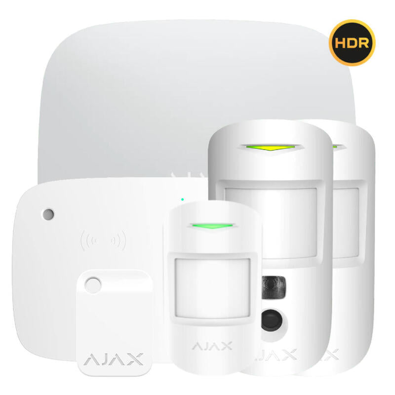 Ajax Hub2kit-Mp-Pro-Kpd-Hdr-Wh1 Kit Ajax Blanco. Hub 2 + 2motioncam-Hdr + Motionprotect + Keypad Combi + Tag