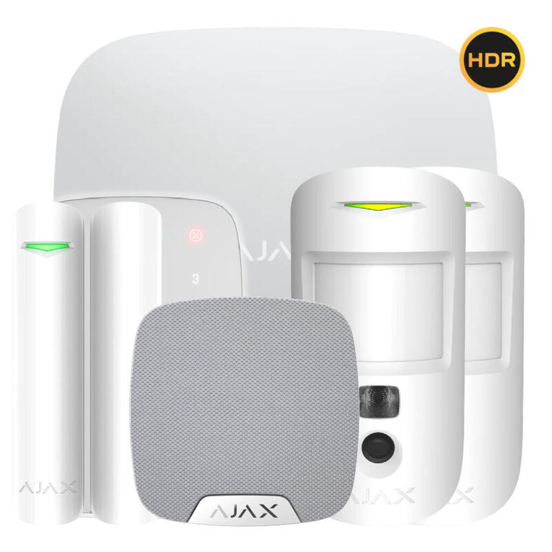 Ajax Hub2kit4g-Dp-Phod-Hdr-Wh1 Kit Ajax Blanco. Hub 2 4g + 2motioncam Hdr Phod + Doorprotect + Keypad + Homesiren