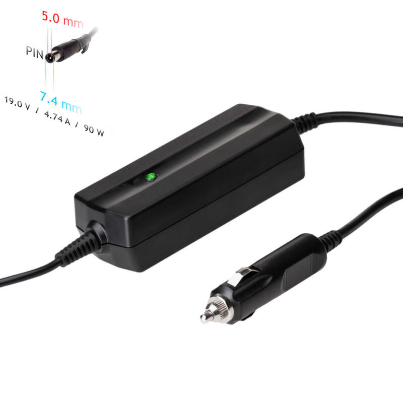 Akyga Cargador Para Portátil De Coche 19v / 4.74a 90w 7.4x5.0 Mm + Pin Hp