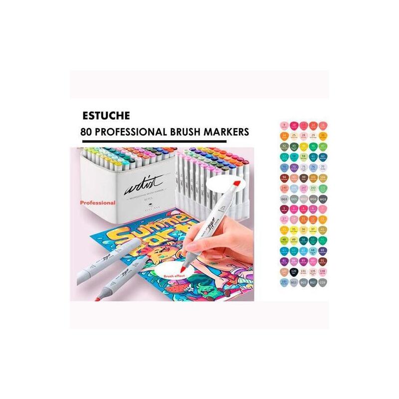 Alex Bog Rotuladores Canvas Luxe Professional Brush Market Doble Punta Biselada / Pincel C/Surtidos En Estuche De 80