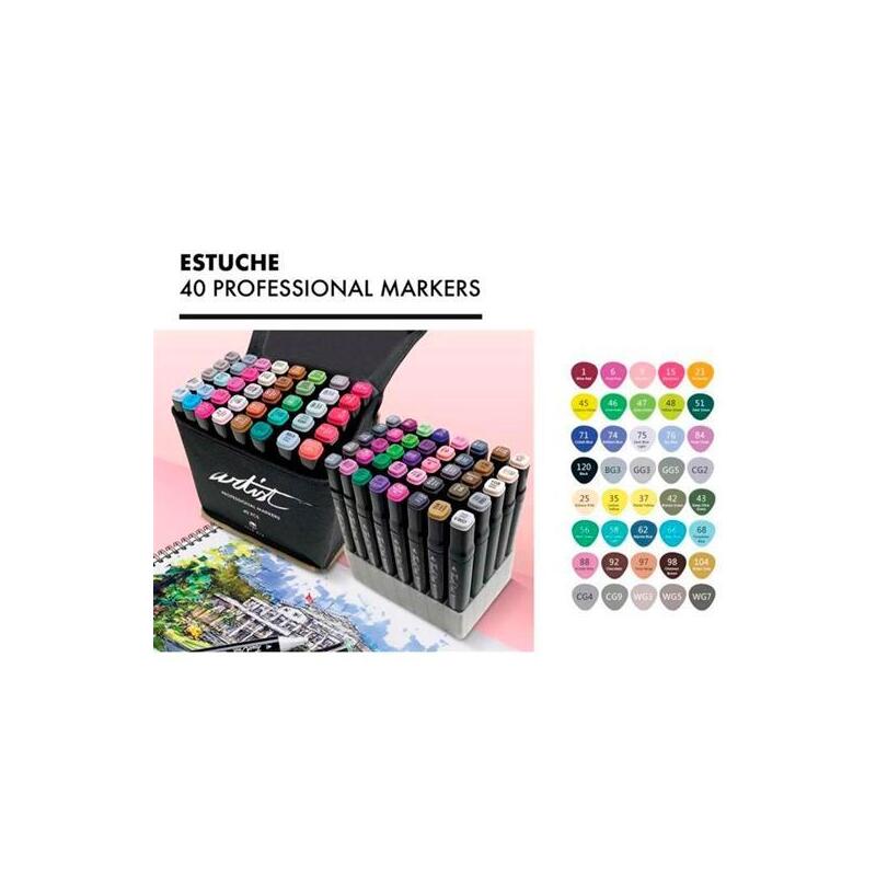 Alex Bog Rotuladores Luxury Canvas Gama Artist Doble Punta Estuche De Lujo 40 C/Surtidos