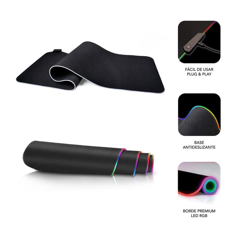 Alfombrilla Premium Led Rgb Subblim 800x300x4mm/ 9 Colores/ 3 Efectos De Iluminacion